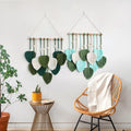 Bohemia Wall Decor Large Boho Macrame Handmade Cotton Yarn Woven Eco-Friendly Wall Art Leaf Tapestry Wall Hanging Faux Feathers