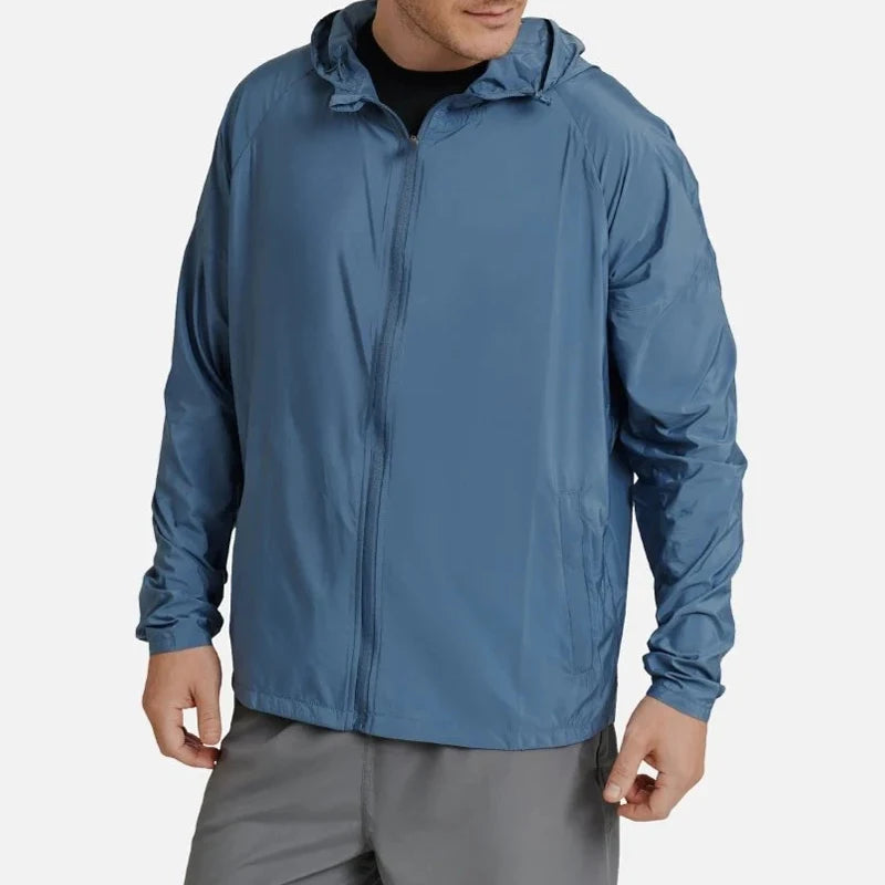 Custom Logo Men's Sports Windbreaker Jacket 100% Polyester Lightweight Breathable Solid Color for Autumn Season Printed Technics