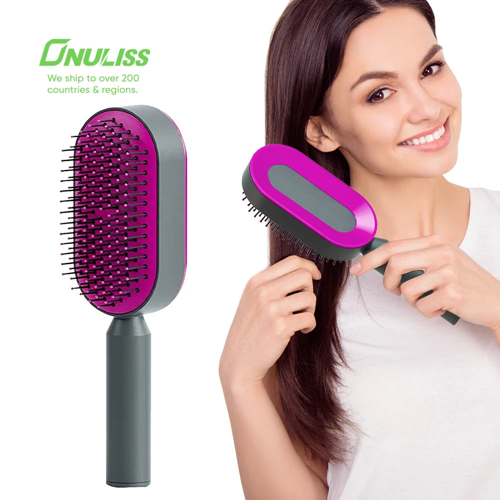 One Key Hair Combs Special Massage Click Self Cleaning Hairbrush Brush Curly Hair Self Cleaning Hair Brush for Women