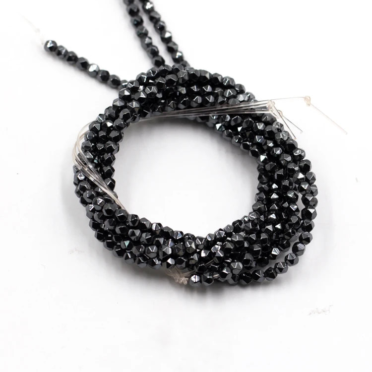 Wholesale Natural 4MM Black Faceted Hematite Magnetic Crystal Healing Stones for Jewelry Making