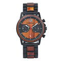 For Luxury Men's Quartz Chronograph Stainless Steel Wooden Watch Adjustable 3 Years CE ROHS Certified Water Resistant 3BAR