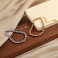 New Fashion Gold-Plated Stainless Steel Beaded Bracelet Personalized Simple Twill Flower Design Chains Bracelet for Women