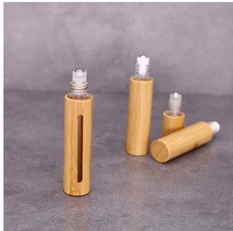 Bamboo Bead Essence Oil Flat Borosilicate Glass Dropper 3ml/5ml/10ml Roller Bead Packaging Skin Care Serum Mascara 100pcs Wigs