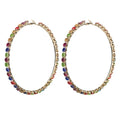 Isunni Rhinestone Colorful Diamond Large Circle Outer Ring Diamond Retro Hoop Earrings for Women