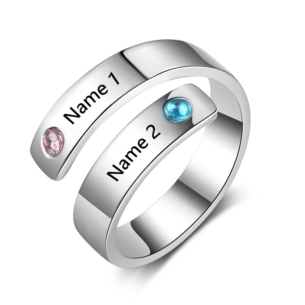 SSeeSY Anillos Fashion Jewelry Non Tarnish Custom Stainless Steel Birthstone Personalized Name Engraved Rings for Men