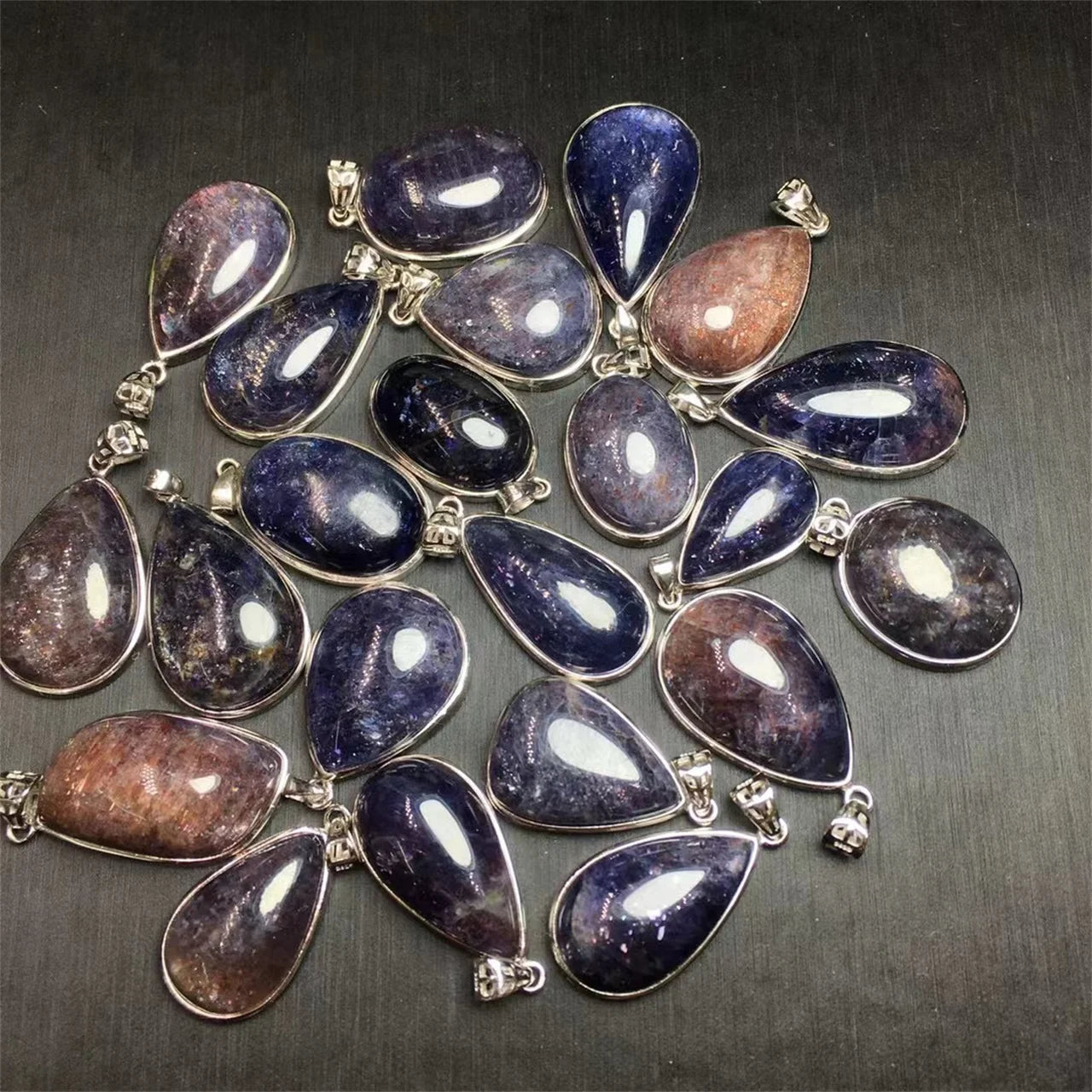 Natural Crystal Gemstone Pendant  Heal Decoration Cordierite Strawberry Iolite Quartz  Pendant