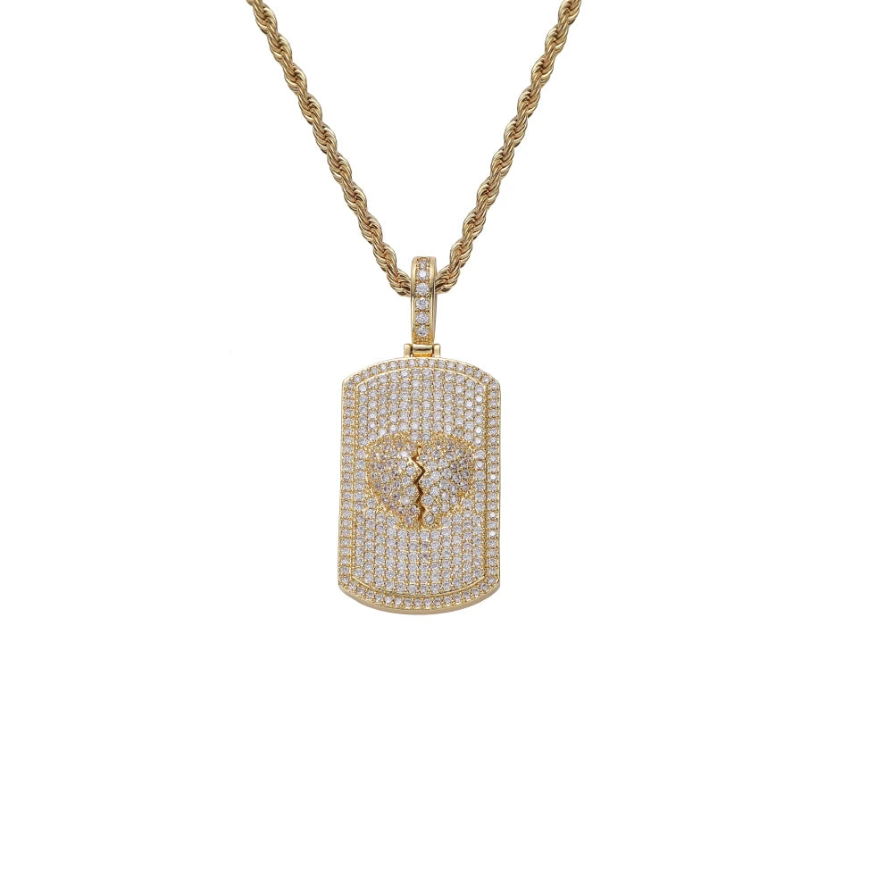 CN360  Brass Setting CZ Heart Pendants Hip Hop Necklace Iced Out Jewelry