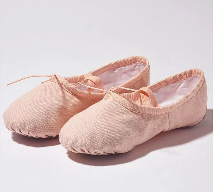 Kids Canvas Dance Ballet Shoes Ballet slippers pink Split Sole Ballerina for Girls