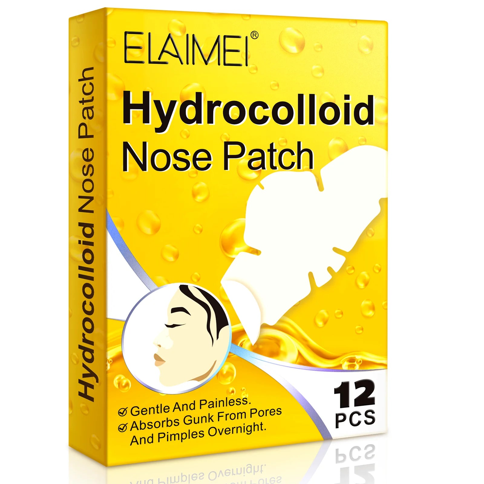ELAIMEI OEM Private Label Hydrocolloid Nose Patches Nose Pores Pimples Deep Cleansing Acne Spot Blackhead Remover Nose Patch