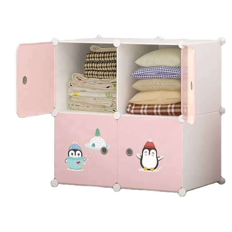 Portable Foldable Modern Kid Wardrobe Plastic Organizer Cube Closet for Clothes for Gym and Villa