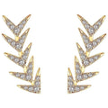 CAOSHI Exquisite Boomerang Shaped Design Full Paved Imitated Moissanite Gold Plated Long Earrings for Women CZ Stud Earrings OEM