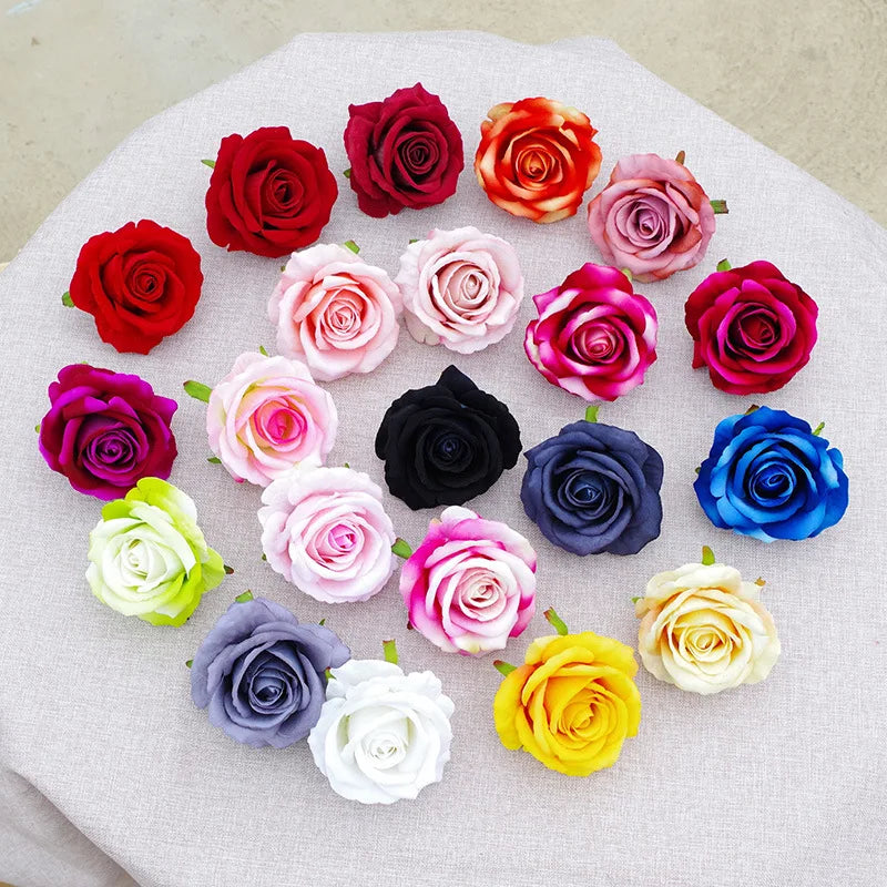 Best Quality  Diameter 10cm Velvet Rose Flower Heads  DIY Wedding Backdrop Flower Heads Rose