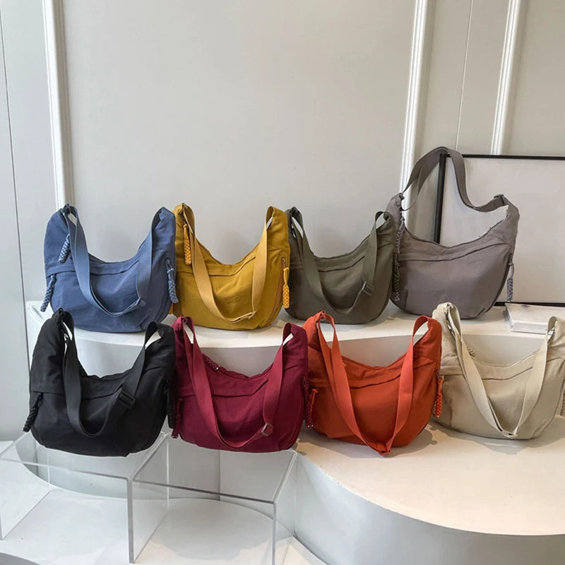 Nylon Fashionable Crossbody Shoulder Bag with Zipper Closure Custom Logo Sports Handbag Waist Messenger Bag With Zipper