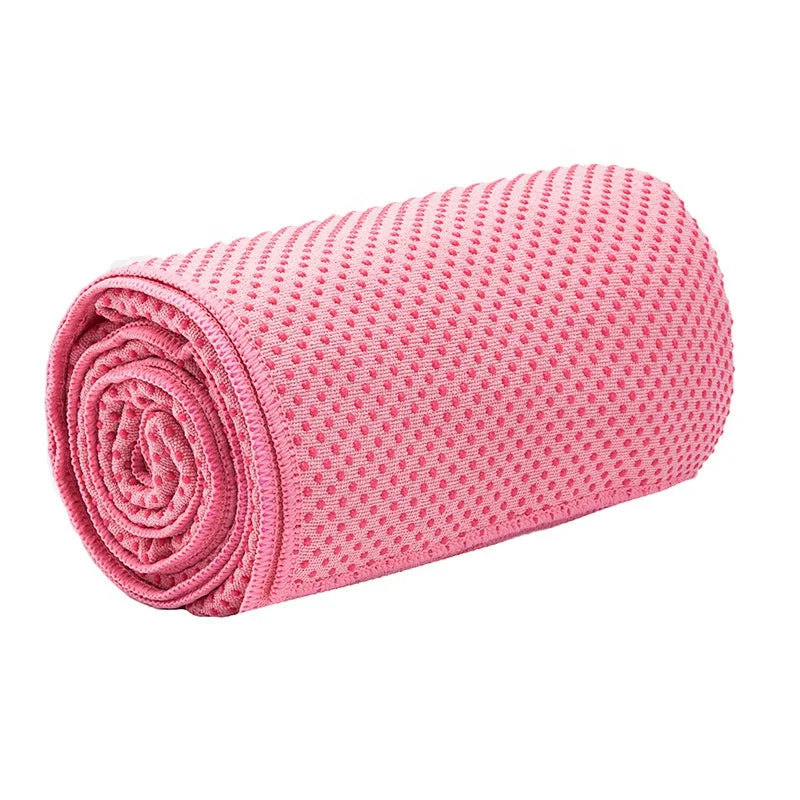 Wholesale/Custom Non-slip Silicone Microfiber Cotton Yoga Towel Mat 4mm Thick Rectangle Shape Fitness Yoga Blanket