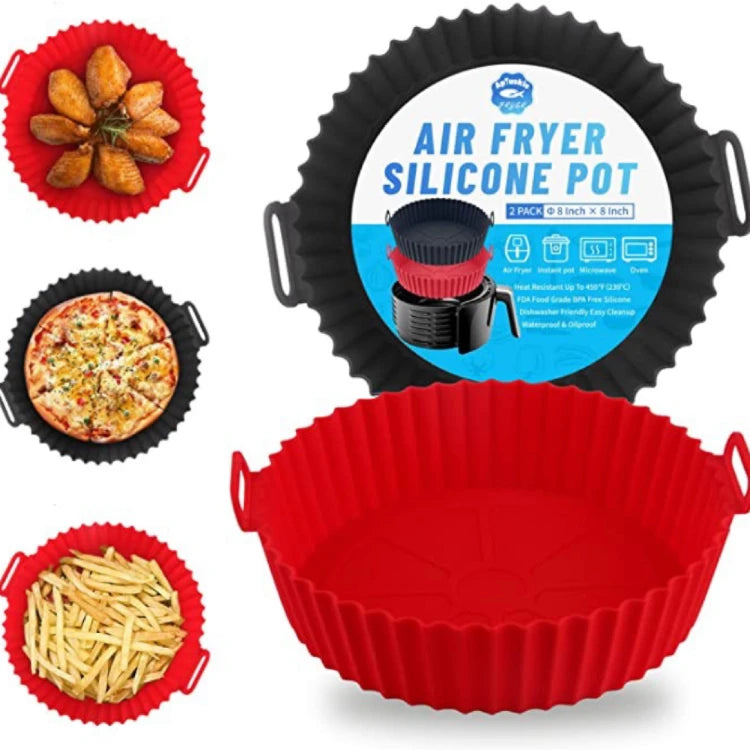 Non-stick Silicone Air Fryer Basket Pots Food Grade Easy Clean Air Fryer Silicone Basket
