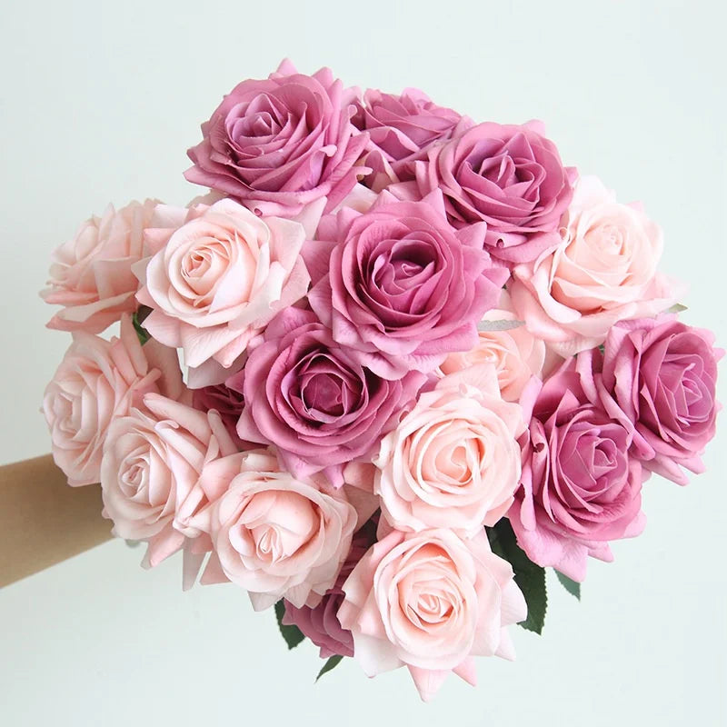 Real Touch Feel Moisturizing Latex Single Roses Artificial Flowers Rose for Wedding Bridal Bouquet