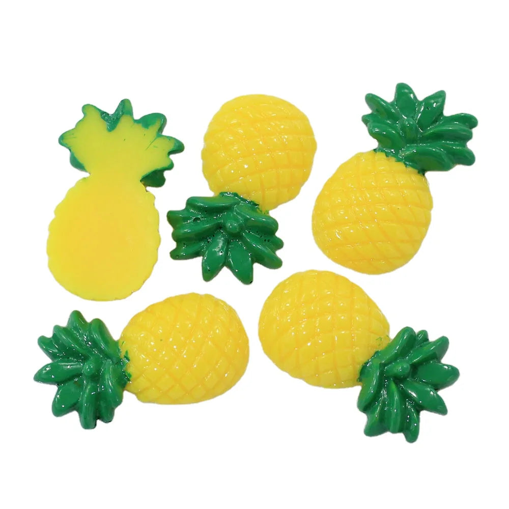 Cute Fruit Pineapple Flatback Resin Cabochon Charms for DIY Pendant Necklace Earring Bracelet Hair Accessories