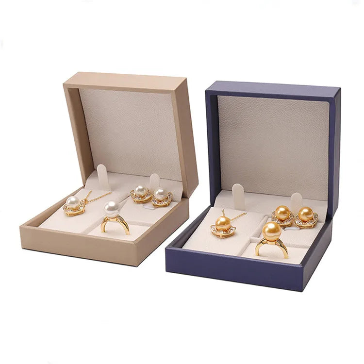 Hot Sale PU Leather Luxury Custom Logo Jewelry Box Organizer Jewelry Packaging Boxes Set for Anniversary Gift