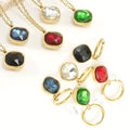 Solid Gold Plated Geometric Pendant Necklace with Trendy Link Chain Irregular Zircon Stainless Steel Main Material