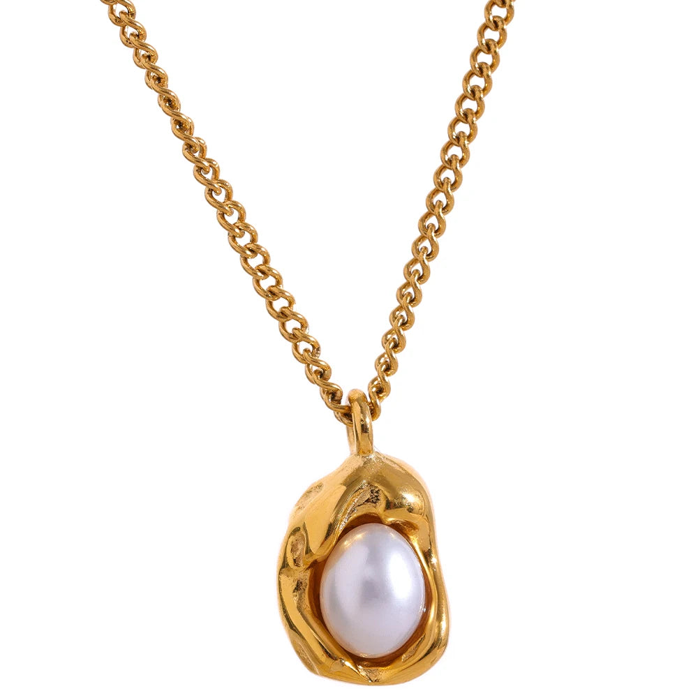 JINYOU 1606 Charm Chic Imitation Pearl  Drop Pendant Necklace 18k Gold Plated Elegant Collar Jewelry for Women