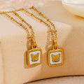 Nabest Stainless Steel Square Shell Butterfly Pendant Necklace Choker Jewelry Women Gold Plated Waterproof Vintage Necklace