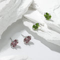 VIANRLA 925 Sterling Silver baguette pink Stud Earrings Green Zircon Earring