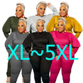 Spring Plus Size Plain Two Piece Set Women Clothing Multicolor Long Sleeve Tops Pencil Pants High Waist Casual