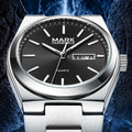 Mark Fairwhale Super Thin Stainless Steel Strap Auto Date Men Business Quartz Watch