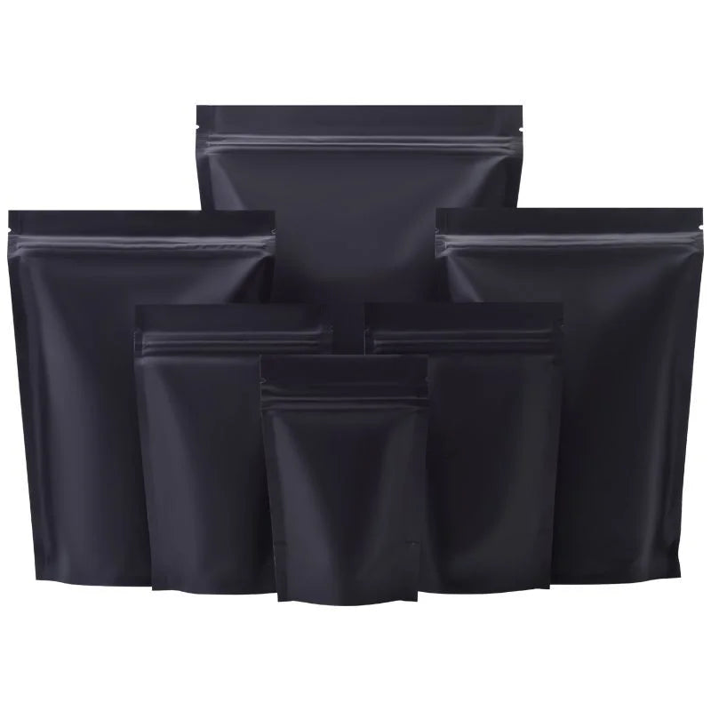 Printed Smell Proof Food Packaging Zip Lock Matte Black Stand up Pouch Bags