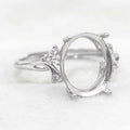 Sterling Silver 10*12mm Semi Mount Ring Empty Frame Blank Support Setting S925 Base Holder Without Center Stone for DIY Inlay