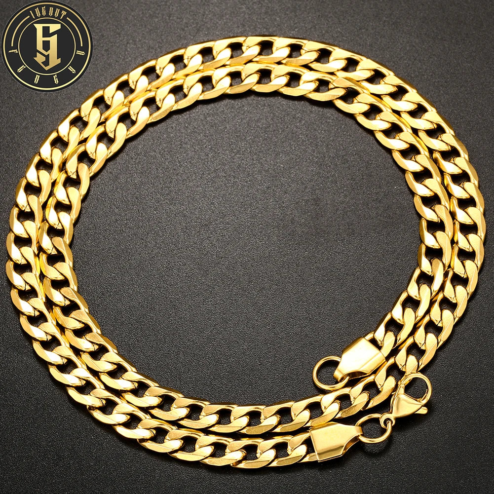 Wholesale Hip Hop Necklace Jewelry 6mm 18K Real Gold Plated Stainless Steel Maimi Cuban Link Chain for Men