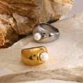 New Arrival Trend 18K Gold Plated Chunky Ring Love Heart Open Rings Stainless Steel Fashion Jewelry Rings