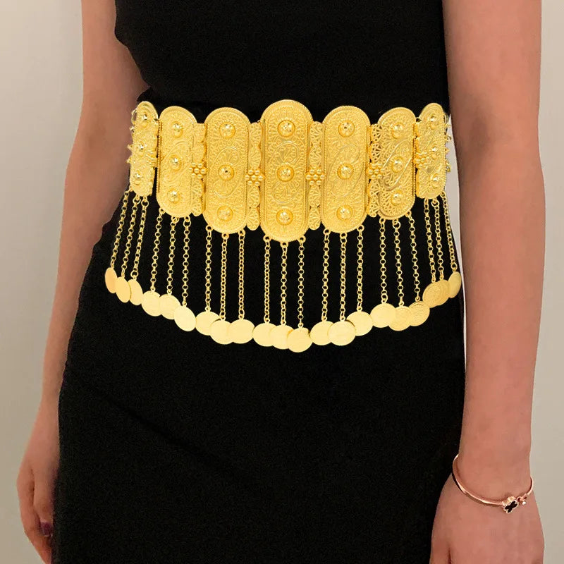 Indian France Silver Gold Metal Hollow Flower Belly Dance Waist Belt Chains for Women Indian Thailand Party Body Jewelry