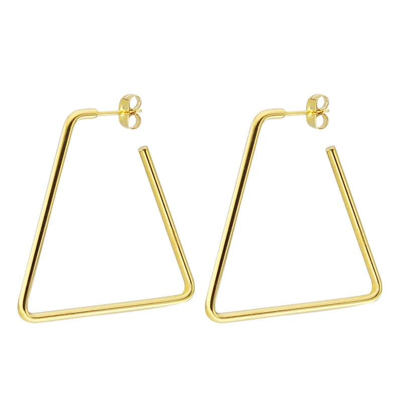 Stainless Steel Trapezoid Hoop Pin Dangle Earring Designer Diy Beads Hooped Earrings Accessories Outfit Party Jewelry Designer