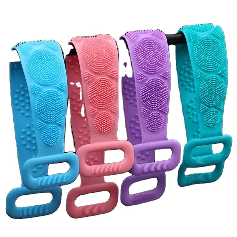 Family Silicone Wash Bath Brush Shower Back Strap Scrubber Bath Shower Exfoliating Scrubbing Belt