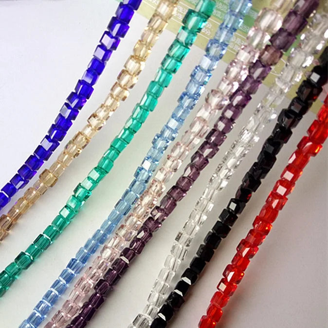 square Crystal 10mm 8mm 6mm 4mm 3mm Bead Strand Cube DIY Beading Hand Woven Material for DIY Jewelry Making for Women