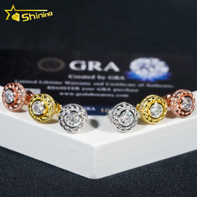 Ready to Ship Fine Screw Back Earrings GRA Certificated Hip Hop 925 Sterling Silver VVS Moissanite Stud Earrings