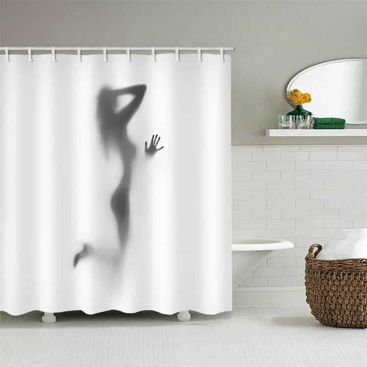 Custom Hot Seller Sexy Shadow Polyester Waterproof Bathroom Shower Curtains