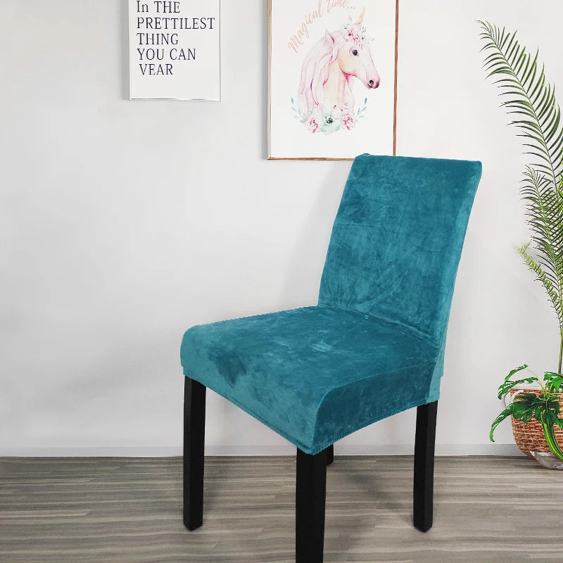 Ten-Rich Custom Dining Chair Covers Polyester Spandex Velvet Plain Style for Dining/Living Rooms & Banquet Use MegaBDM