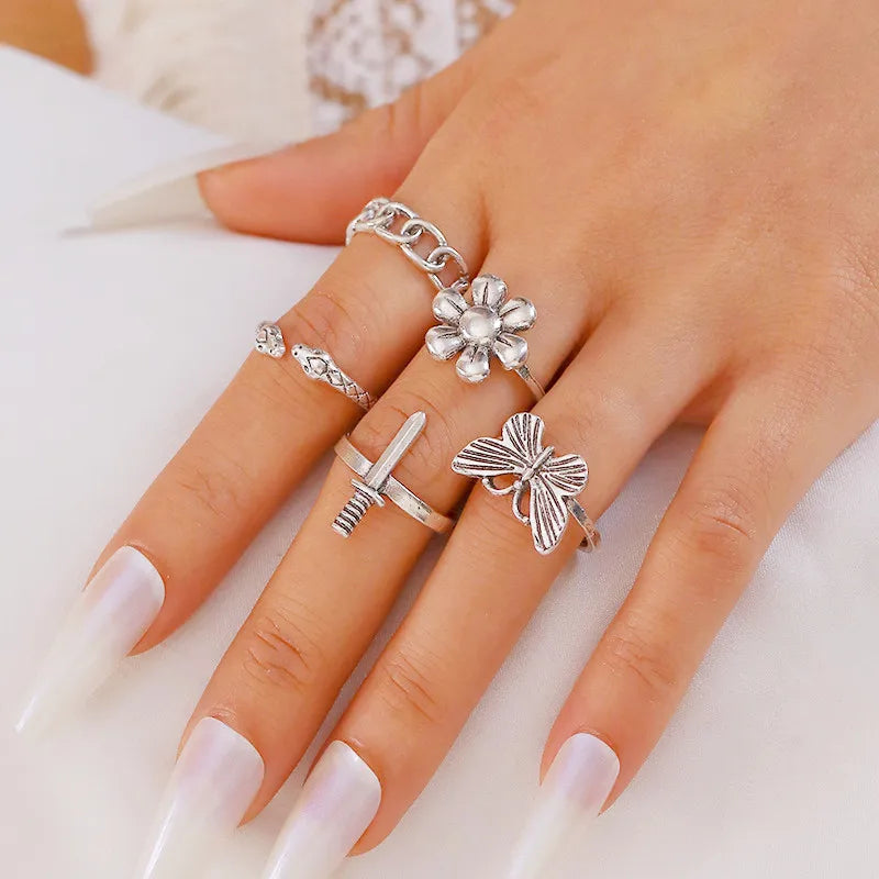 Stocked Wholesale Cheap Girl butterfly Ring Set
