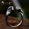 SS8-1101R 2023 New Fashion Stainless Steel Double Skull Ring Opening Ring for Women Men Couple Ring Romantic Skull Punk Jewelry