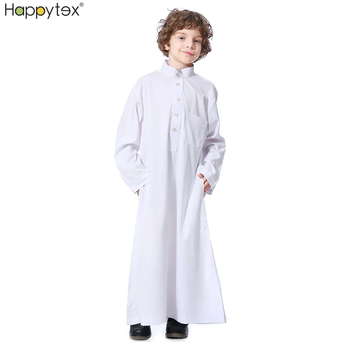 Children Arabic Islam Thobe Button Striped Print Muslim Robe Long Sleeve Plain Tobe Abaya Boy Kaftan Dubai Style Ethnic Clothing
