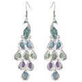 2025 Crystal Fashion Sparkling Natural Diamond Tassel Peacock Stud Earrings 18k for Women Large Rhinestone Earrings