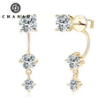 New Arrivals Gift New 3-stone Ear Rings 925 Sterling Silver 5mm 4.5mm 3mm D Color Moissanite Feature Shape Earrings for Women