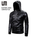 Liu Ming Wholesale Winter Mens PU Faux Leather Bomber Biker Jacket With Hood