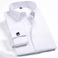 RNSHANGER Men French Cuff Dress Shirt New White Long Sleeve Casual Buttons Male Brand Shirts Regular Fit Business Male Shirts