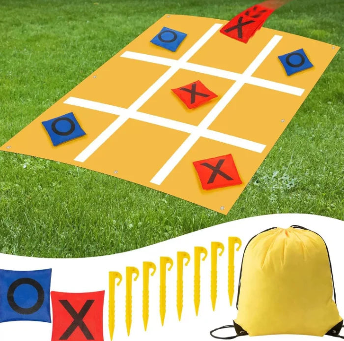 Large Tic Tac Toe Outdoor Game Bean Bag Toss With Rope Game Board Yard Game for Kids & Family