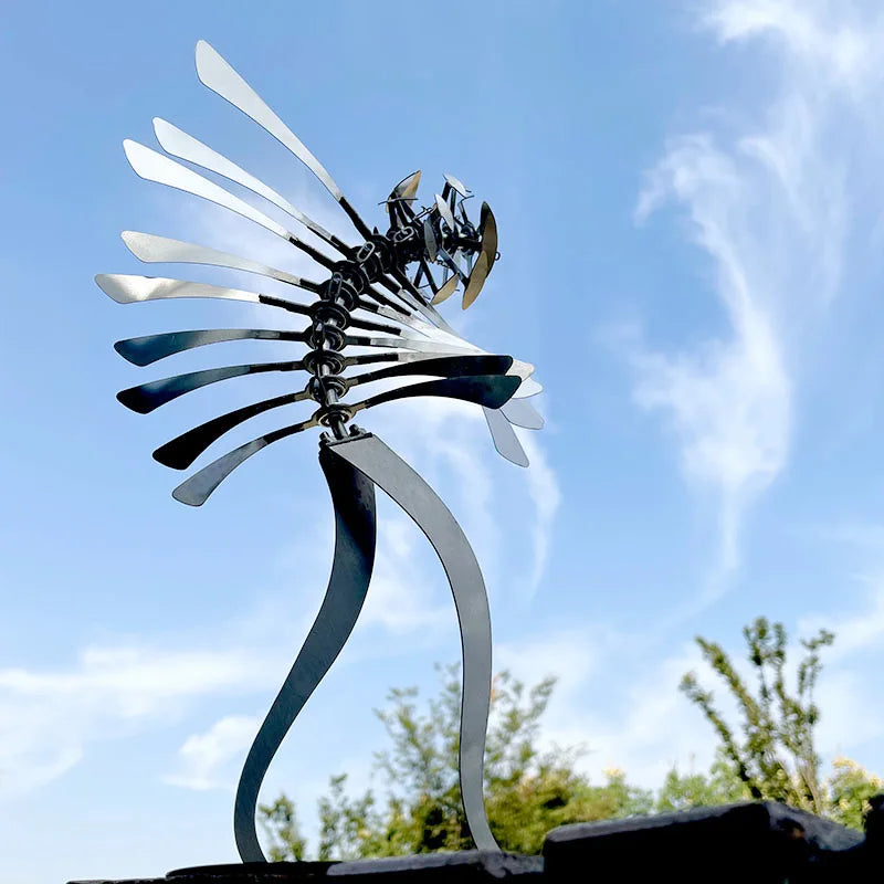 New Paper Windmill Outdoor Stainless Steel Humanoid Kinetic Energy Sculpture Metal Paper Man Rotating Ornament Manufacturer