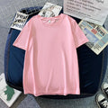 New Fashion Casual Women Girls Summer Tee Short Sleeve Solid Color Soft O-neck Custom LOGO Simple Tops T-shirt