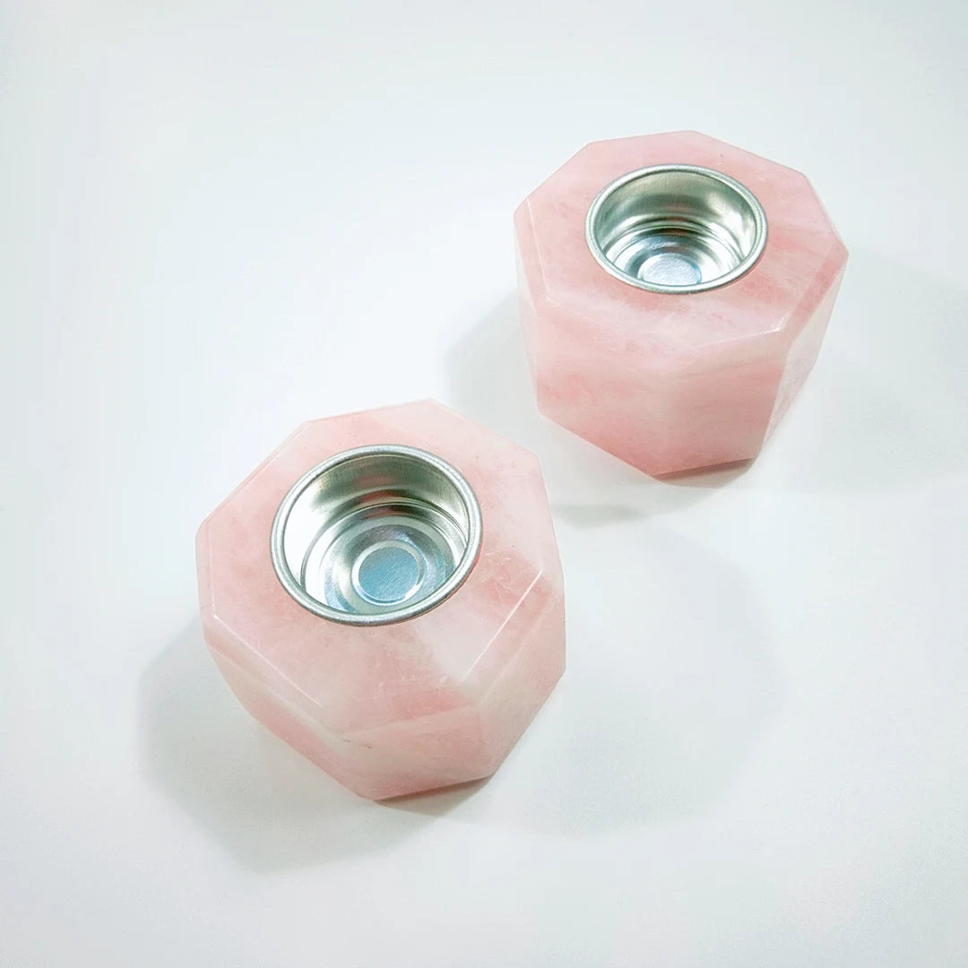DIY Competitive Price Wholesale Natural Rose Quartz Polished Rose Crystal Candlestick for Decoration Souvenirs